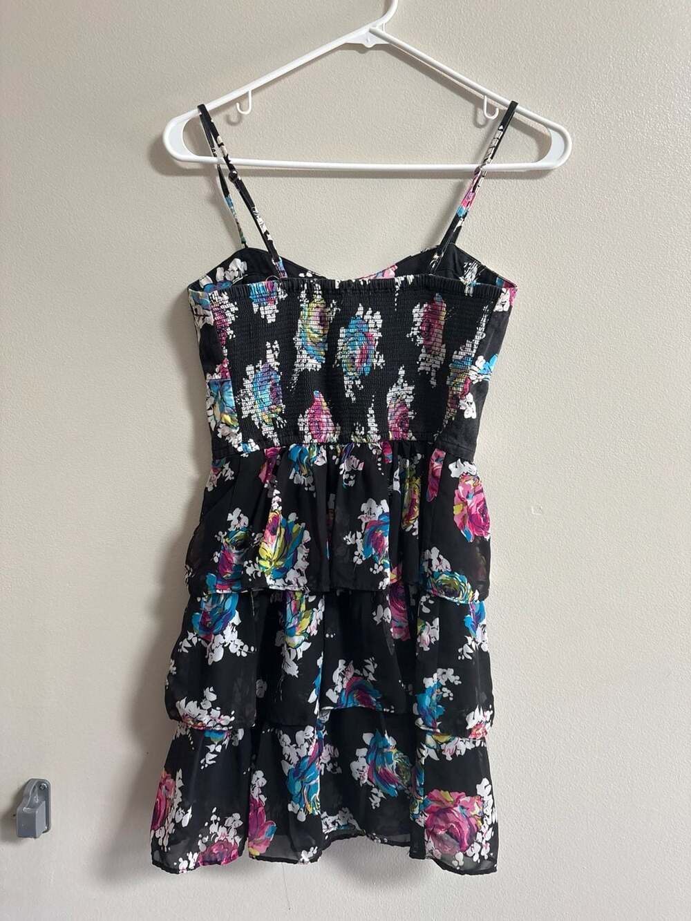 Aeropostale Floral Tiered Ruffle Camisole Dress with Smocked Back - Picture 4 of 5